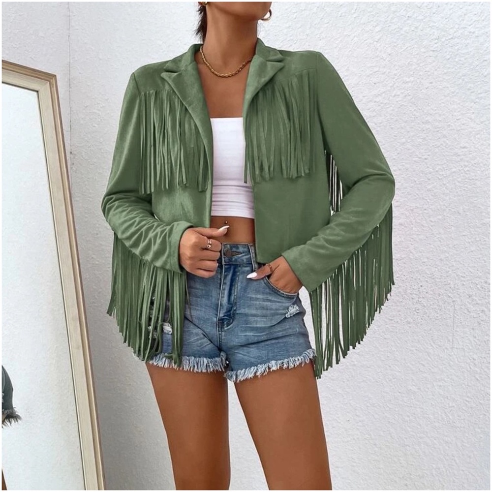Western Open Front Fringe Boho Jacket - Picture 11 of 14